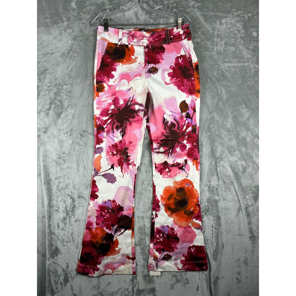 Quimeras Womens Pink Orange Floral Flare Leg Pants Size M Made in Colombia